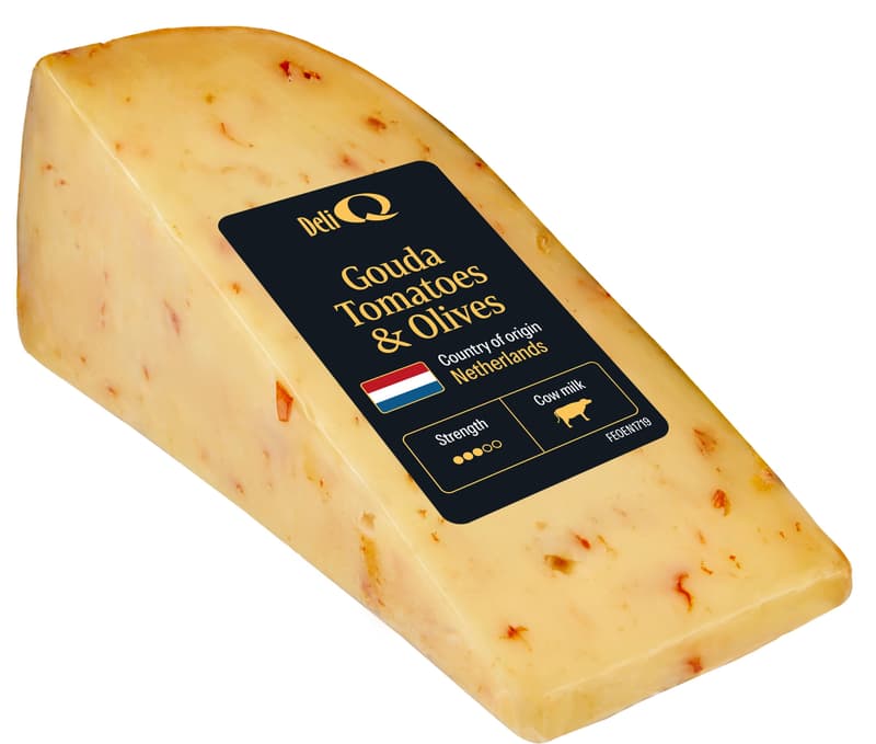 Q concept Gouda with Tomatoes and Olives