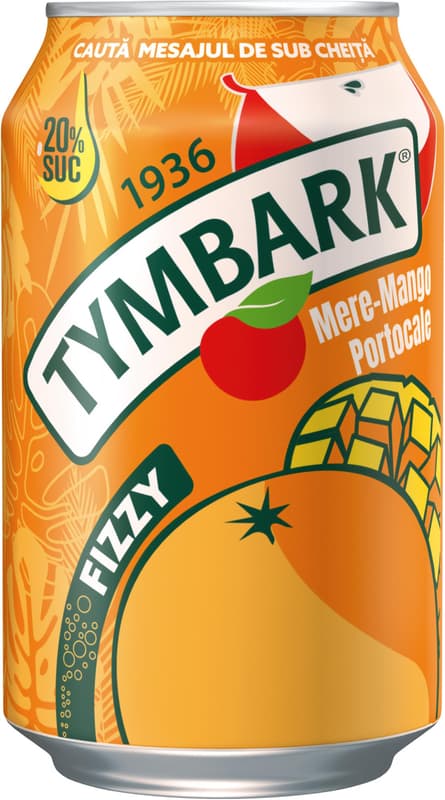 Tymbark Fizzy Bautura racoritoare carbogazoasa cu suc de mere, mango si portocale