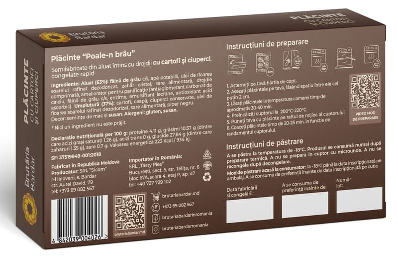 Brutaria Bardar Placinte "Poale-n brau" cu cartof si ciuperci