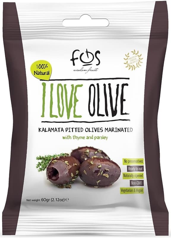 FOS Pitted Kalamata Olives marinated with thyme and parsley