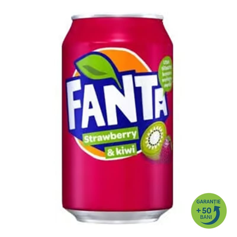 Fanta Strawberry&Kiwi Bautura racoritoare carbogazoasa cu aroma de capsuni si kiwi