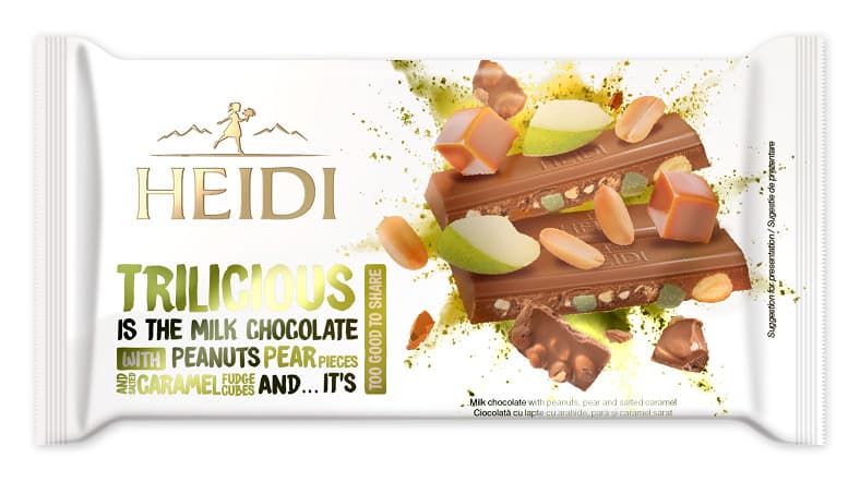 Heidi Trilicious Milk Chocolate with Peanuts, Pear and Salted Caramel