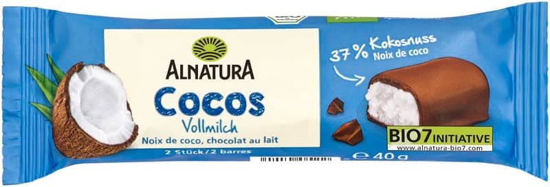 Alnatura ECO Baton de ciocolata cu lapte si nuca de cocos