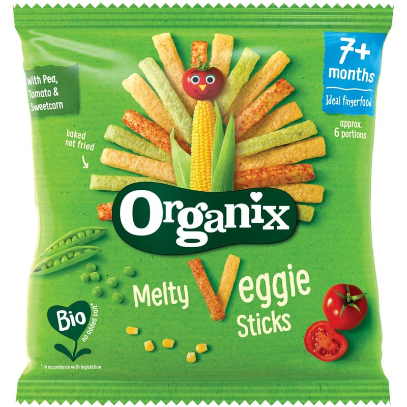 Organix ECO Sticksuri din porumb cu legume, 7 luni+