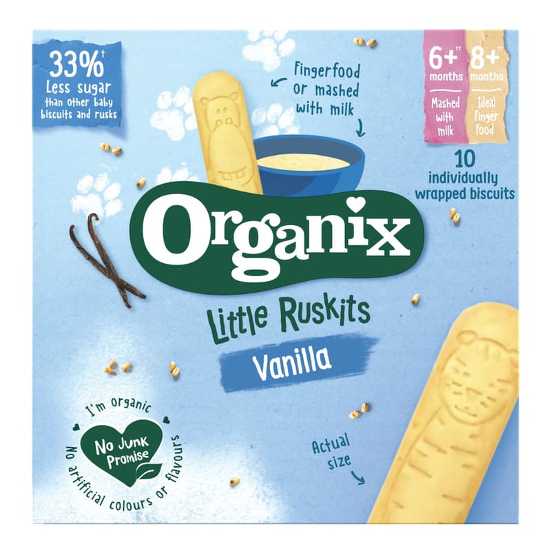 Organix Little Ruskits ECO Vanilla Biscuits for babies, 6 months+