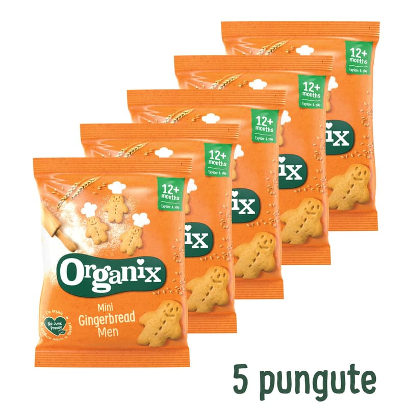 Organix Mini ECO Biscuiti cu ghimbir, 12 luni+, 5x20