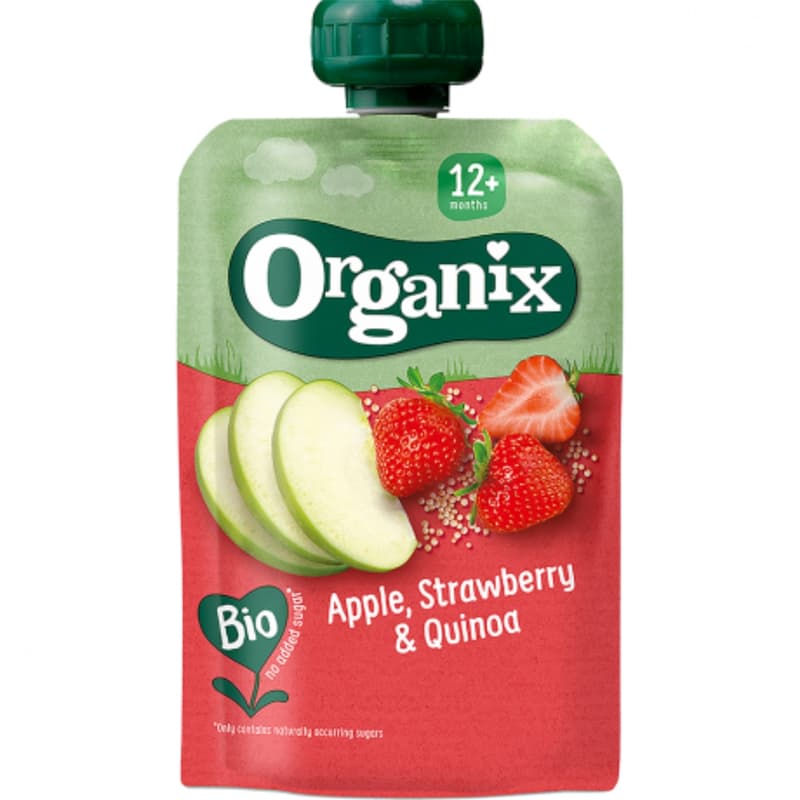 Organix ECO Gustare ECO de mere, capsuni, si quinoa, 12 luni+