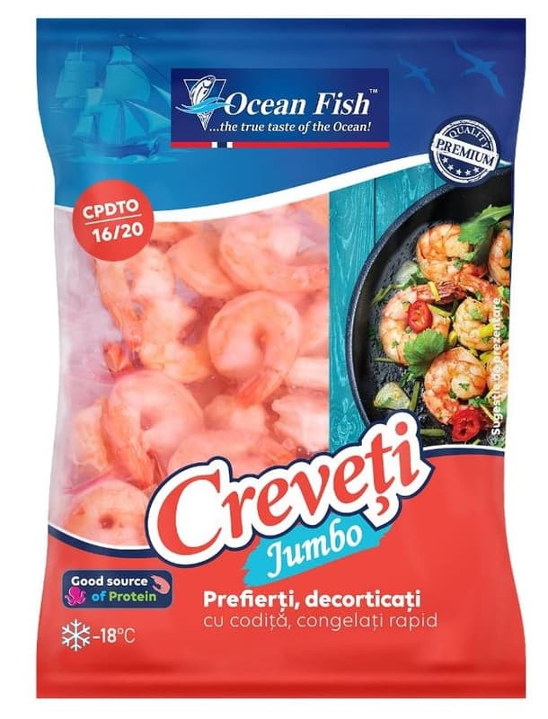 Ocean Fish Frozen Peeled Shrimp 16/20, Vannamei CPDTO Semi-Prepared