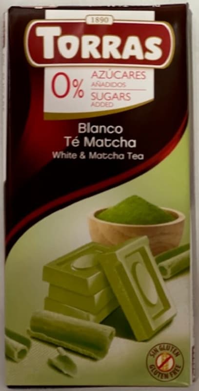 Torras White Chocolate with Matcha Tea Sugar Free Gluten Free