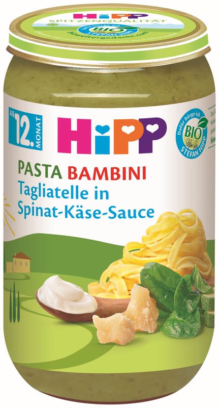 Hipp Paste tagliatelle cu sos de spanac si branza