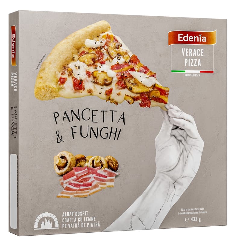 Edenia Verace Pizza with pancetta & mushrooms