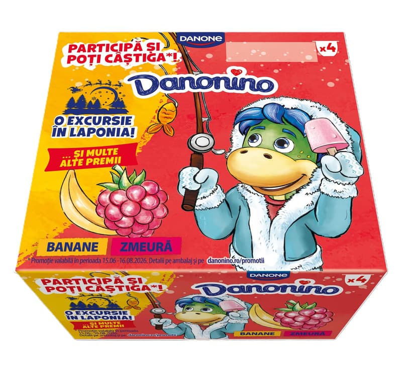 Danonino, Cottage cheese for children with fruit puree (raspberry/banana), vitamin D and Ca (4x50g)