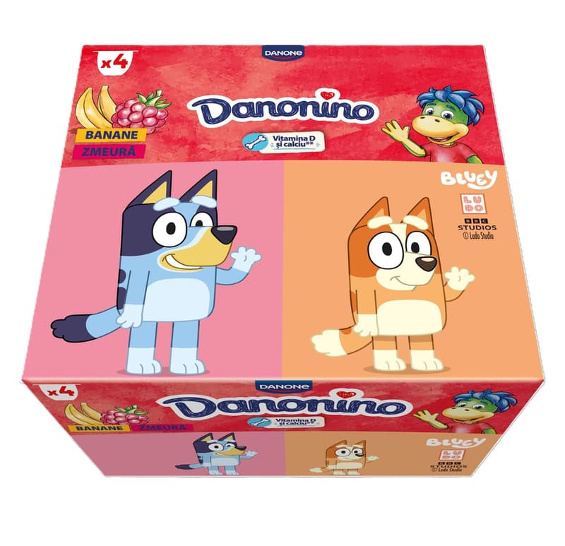 Danonino, Cottage cheese for children with fruit puree (raspberry/banana), vitamin D and Ca (4x50g)