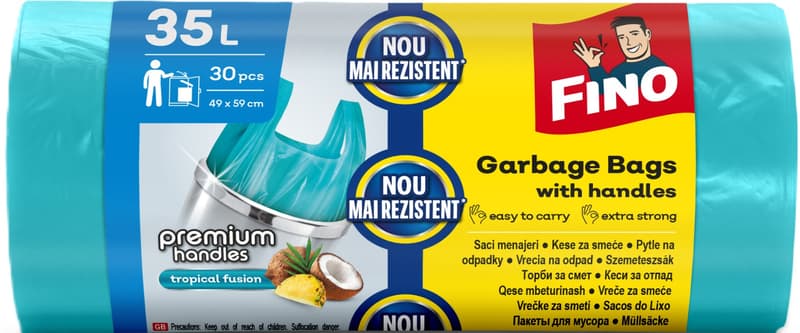 Fino Saci colorati cu manere si parfum de fructe tropicale, 35l