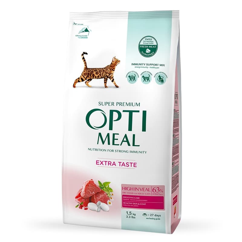 Optimeal Complete Dry Food for Adult Cats, with Beef