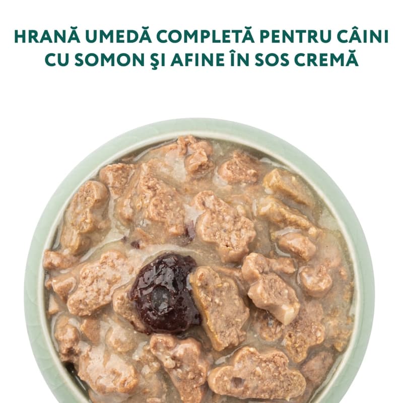 Optimeal Hrana umeda completa pentru caini adulti, cu somon si afine in sos
