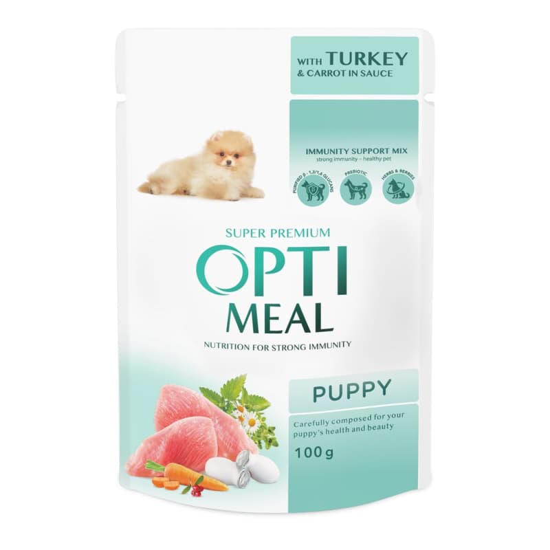 Optimeal Complete Wet Food for Puppies with Turkey and Carrot in Gravy