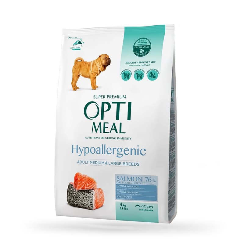 OPTIMEAL ™ Complete Dry Food for Adult Hypoallergenic Medium and Large Breed Dogs, Salmon