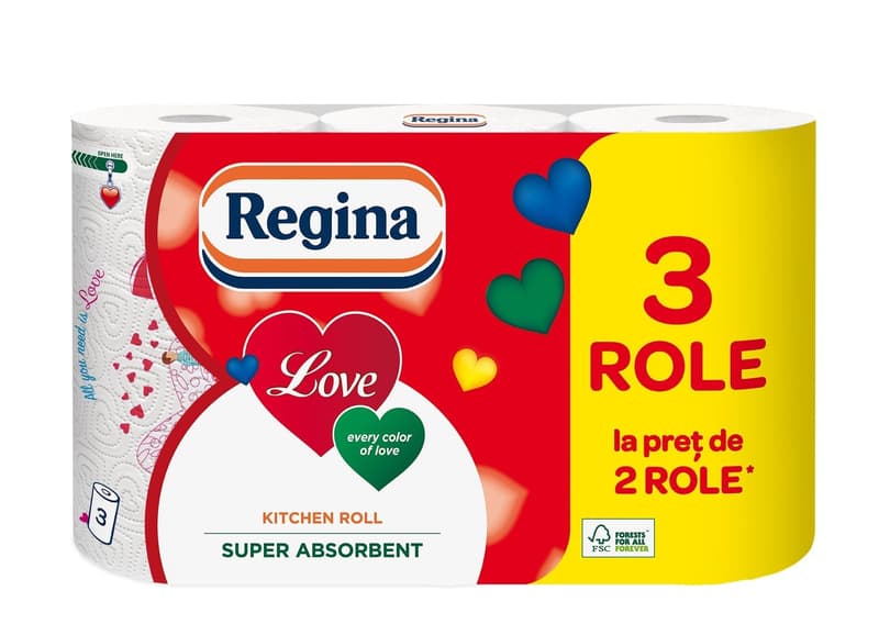 Regina Love Decorated Kitchen Towel FSC, 50 decorated sheets, 3 layers