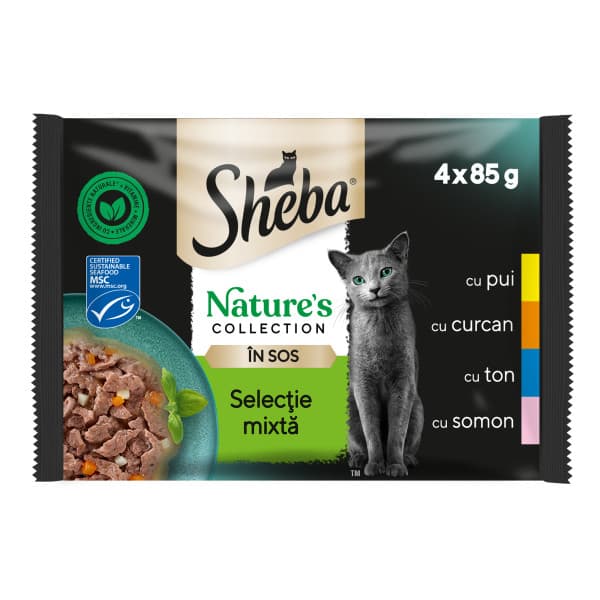 Sheba Nature's collection hrana umeda pentru pisici adulte, selectie mixta in sos