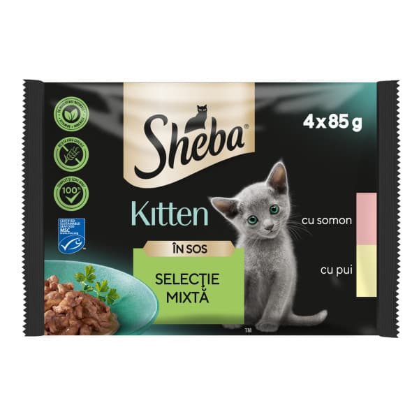 Sheba hrana umeda pentru pisici junioare, selectie mixta in sos