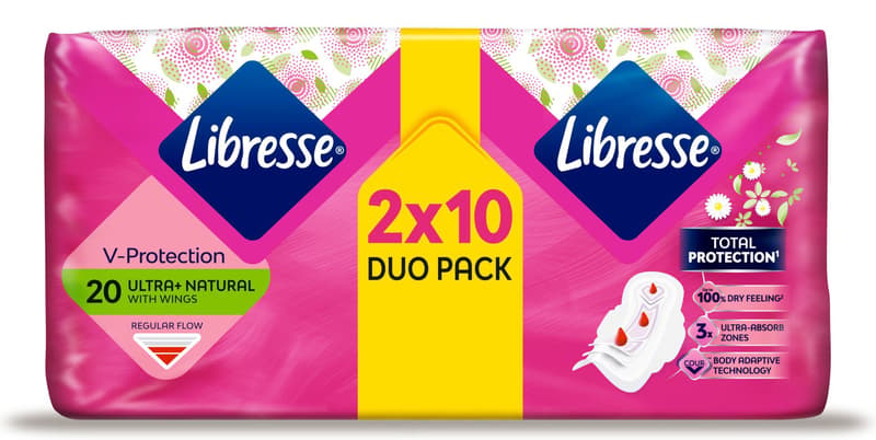 Libresse Ultra Normal Absorbent Pads with aloe vera & chamomile, 20 pieces