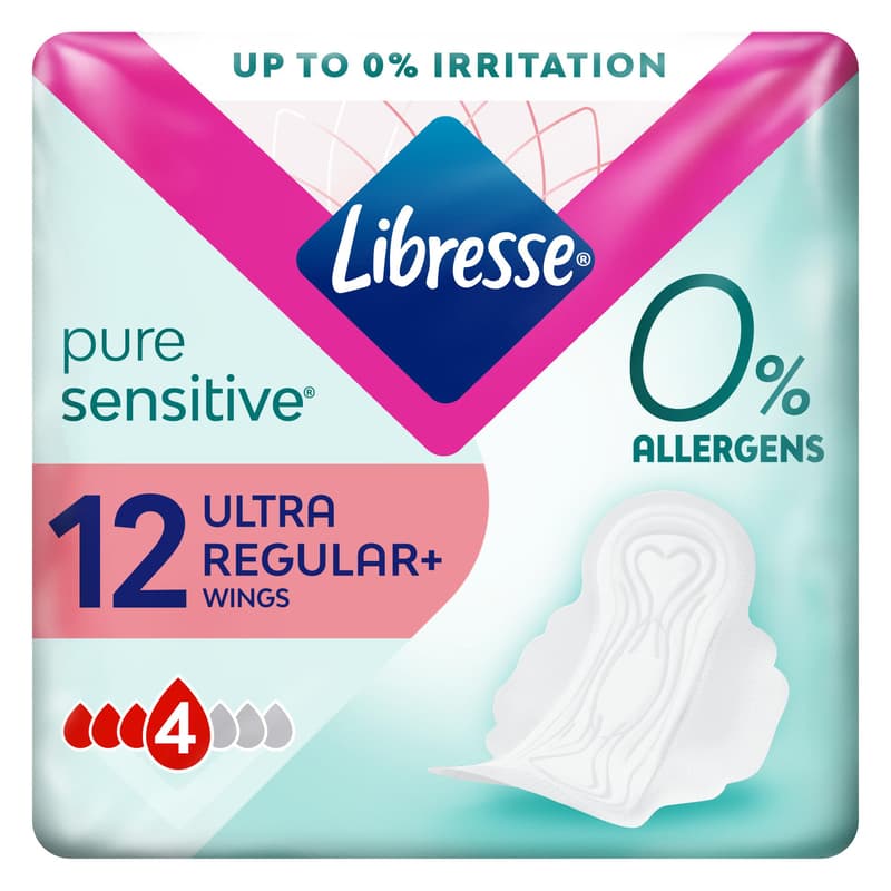 Libresse Pure Sensitive Ultra Absorbent Pads, 12 pieces