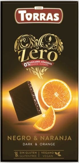 Torras Linia Zero Dark chocolate with orange sugar-free and gluten-free