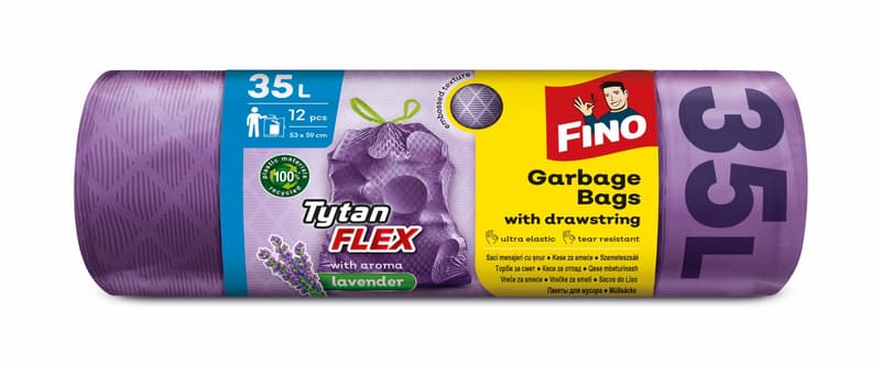 Fino Tytan Flex Aroma Lavender Scented Garbage Bags with Cord, 35l
