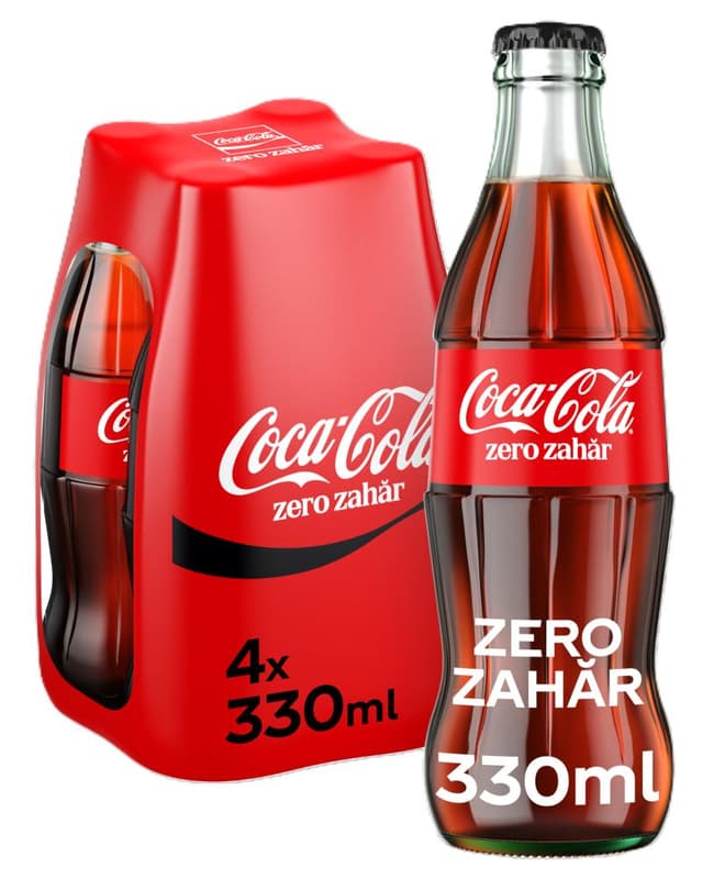 Coca-Cola Zero Zahar Bautura racoritoare carbogazoasa sticla 4 pack
