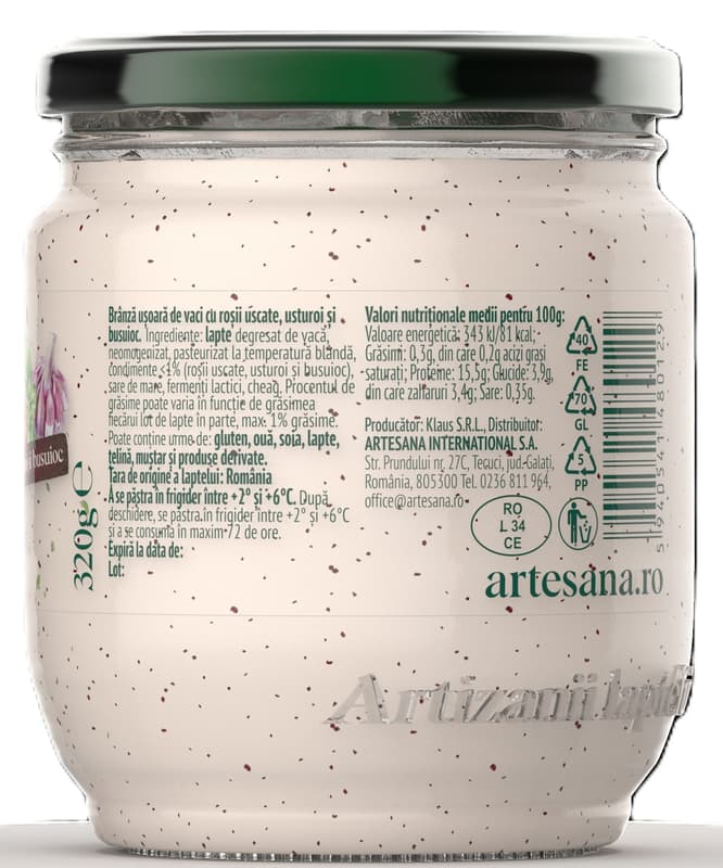 Artesana Light cottage cheese with tomatoes, garlic and basil
