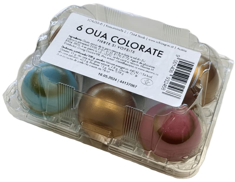 Oua colorate aurii, fierte si vopsite, marimea M, COD 2, 6 bucati