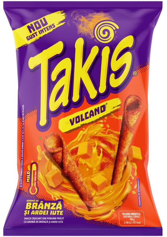 Takis Volcano Tortilla Chips cu aroma de branza si ardei iute
