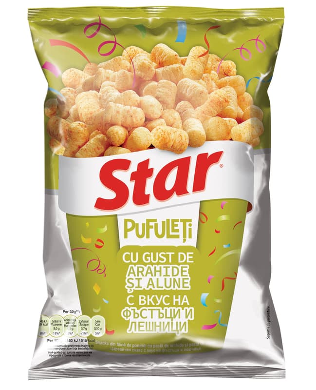 Star Pufflets with peanuts and hazelnuts