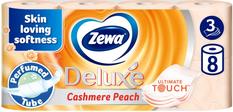 Zewa Deluxe Cashmere Peach Hartie igienica, 3 straturi, 8 role