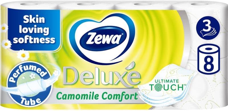 Zewa Deluxe Camomile Comfort Hartie igienica, 3 straturi, 8 role