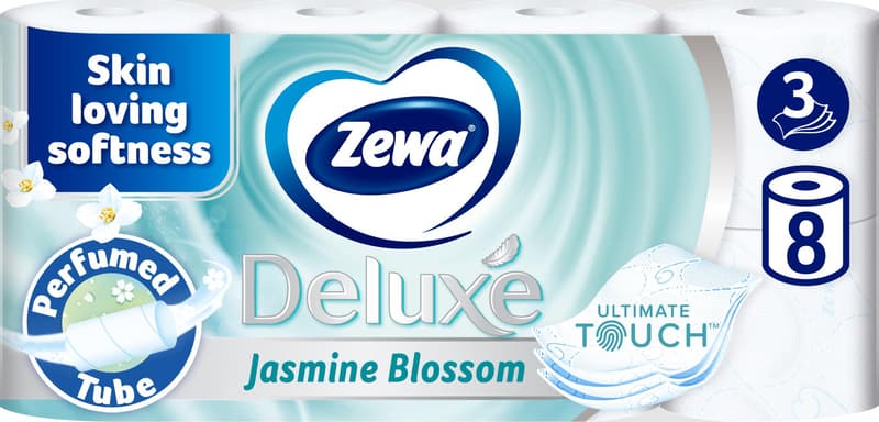 Zewa Deluxe Jasmine Blossom Toilet Paper, 3 Layers, 8 Rolls