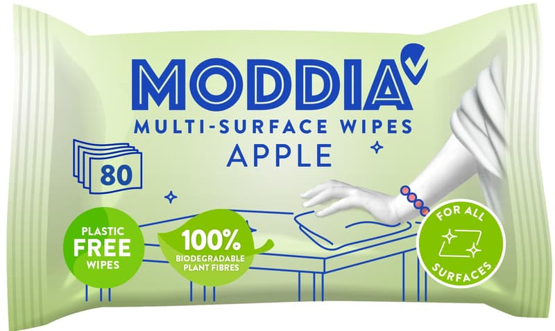 Moddia Multi-surface wet wipes, green apple
