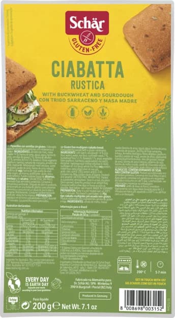Dr. Schar Ciabatta fara gluten
