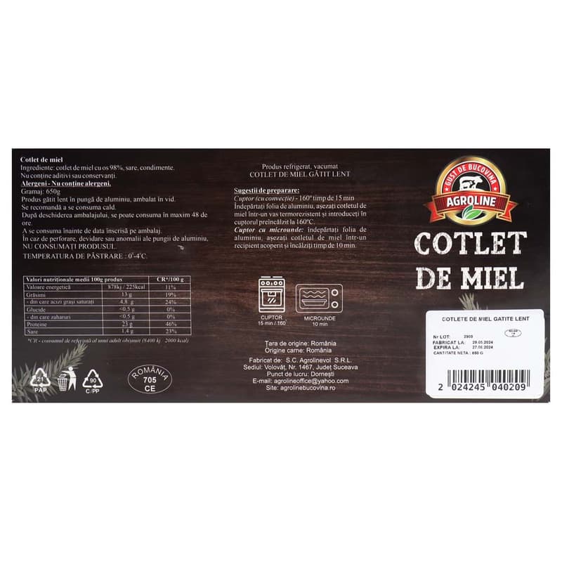 Agroline Bucovina Cotlet de miel gatit lent