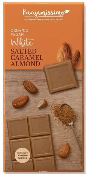 Benjamissimo ECO Ciocolata alba cu migdale si caramel sarat fara gluten