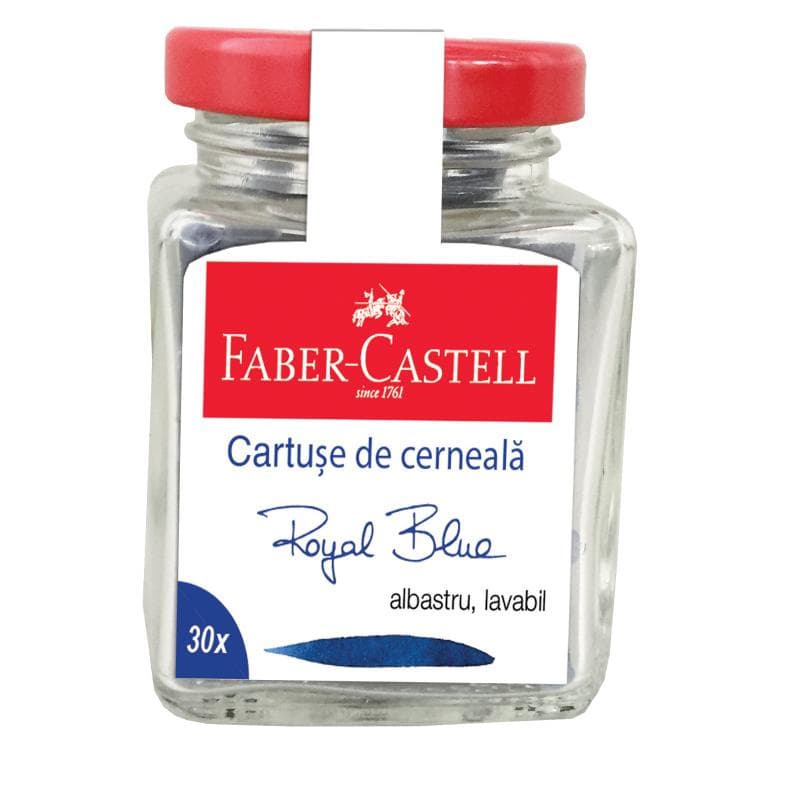 Faber-Castell Borcan cartuse cerneala, mici, albastru