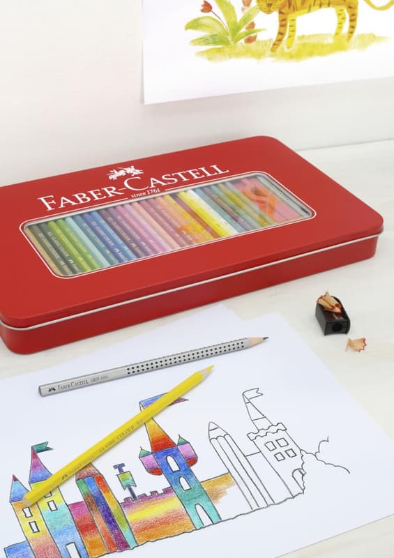 Faber-Castell Set creioane colorate 12 culori, cutie metal