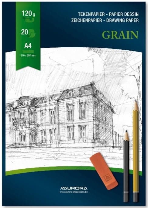 Aurora Grain A4 Drawing Pad, 20 Sheets, White Paper