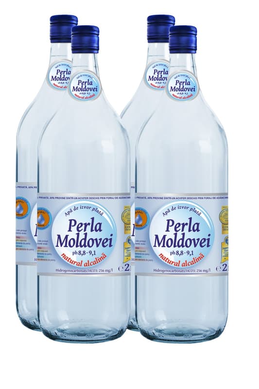 Perla Moldovei Apa de izvor plata natural alcalina sticla 4x2L