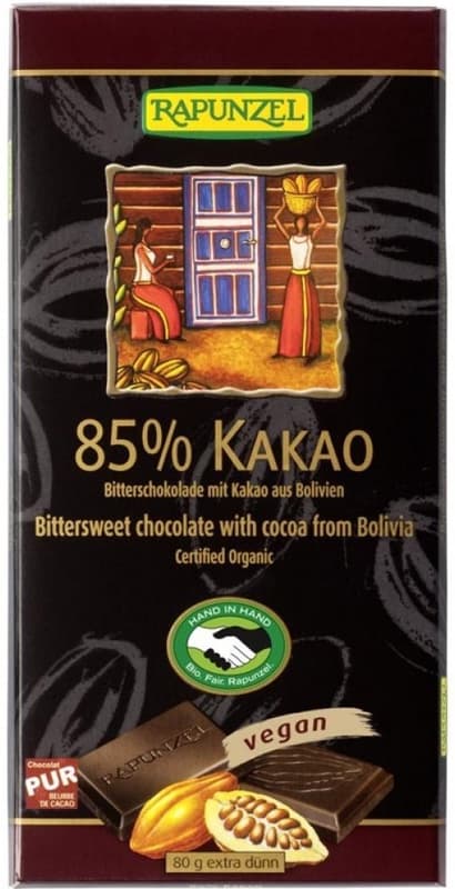 Rapunzel ECO Dark chocolate 85% vegan cocoa