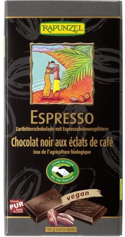 Rapunzel ECO Dark chocolate with espresso 51% vegan cocoa