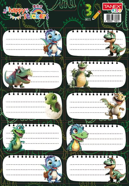 Tanex Dino School Label Set