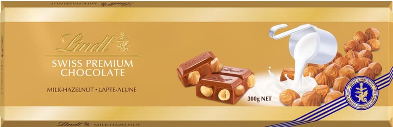 Lindt Gold Chocolate bar with milk and hazelnuts