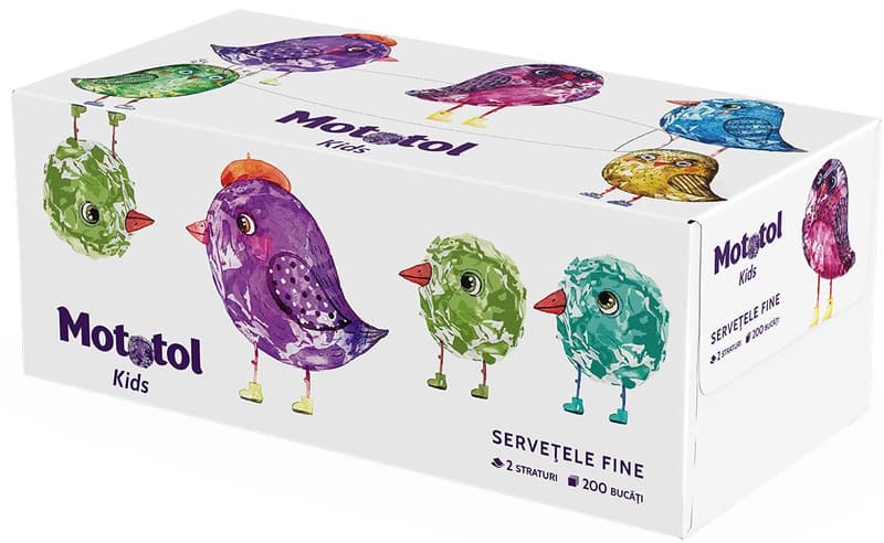 Mototol Kids Cutie servetele, 2 straturi, alb